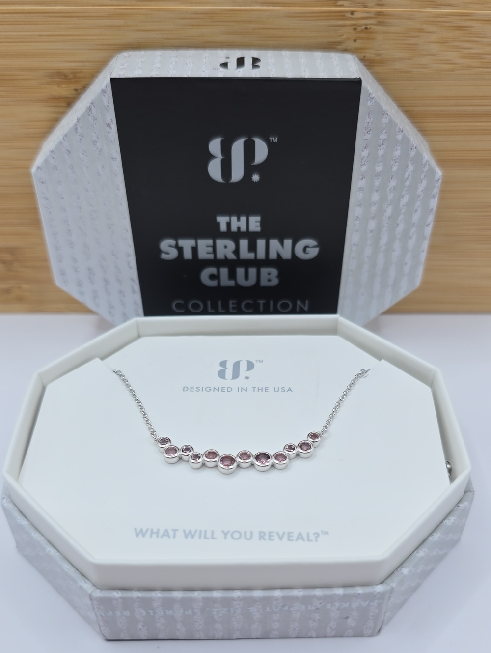 New Bomb Party Necklace .925 Solid Sterling Silver LC Light Rubellite RBP4661